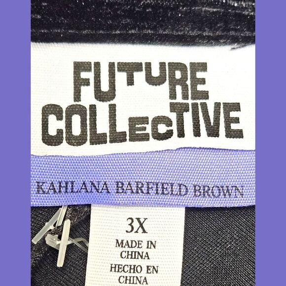 NEW FUTURE COLLECTIVE Plus Size Black Velvet Ruched Open Back A-Line Evening Dre - Picture 11 of 15